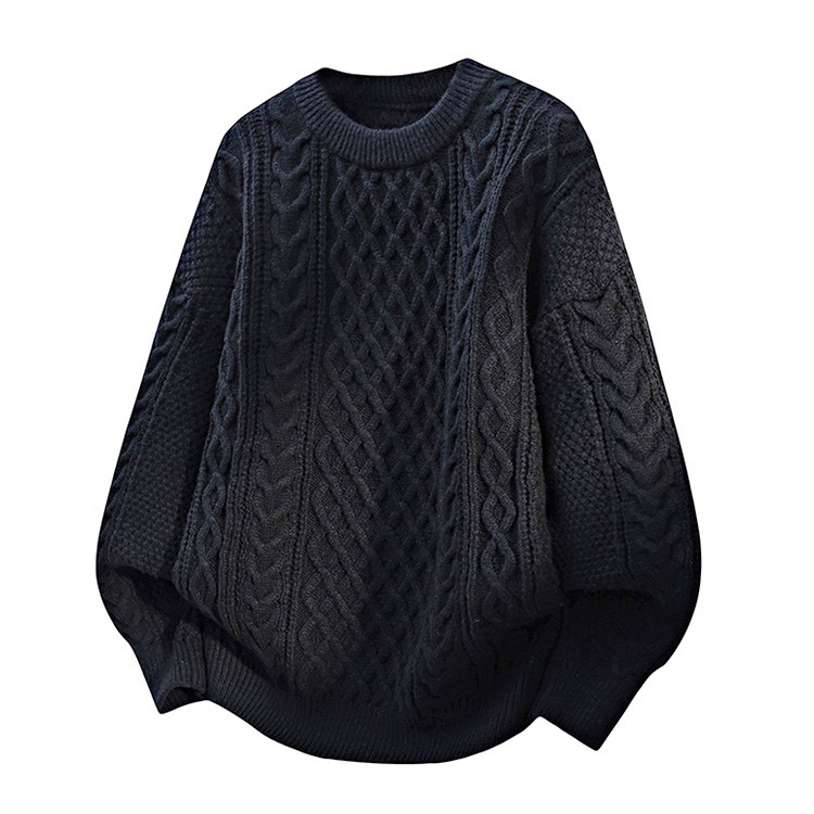 Unisex Oversized Knit Sweater – High-Collar & Round-Neck Fleece-Lined Pullover For Men & Women (S-2XL, 8 Colors, Soft Polyester)_voghion.com