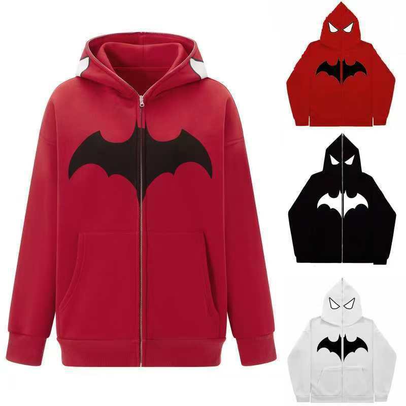 2025 European and American Style Fleece-Lined Thickened Halloween Batman Full-Zip Hoodie Trendy Full Zip Hoodie Jacket 2025 European and American Style Fleece-Lined Thickened Halloween Batman Full-Zip Hoodie Trendy Full Zip Hoodie Jacket