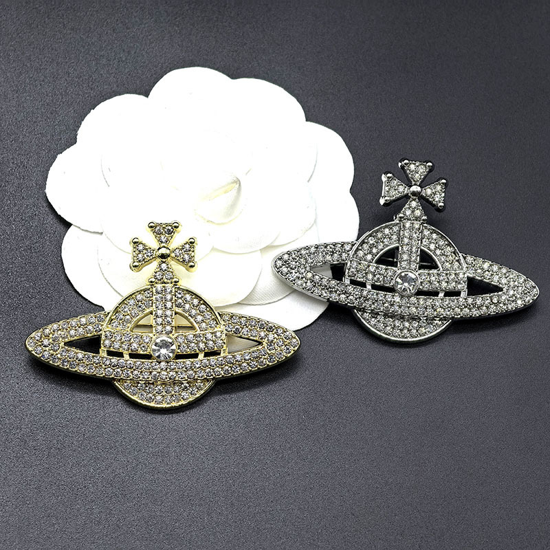 High-End Full Diamond Brooch for Women, Planet Saturn Brooch, Brooch Design, Niche Suit Suit Pin, Accessible Luxury Men's