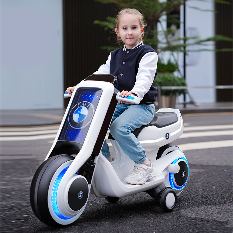 Nuevos niños de la motocicleta eléctrica puede sentarse doble niños y niñas bebé triciclo carga grande coche juguete