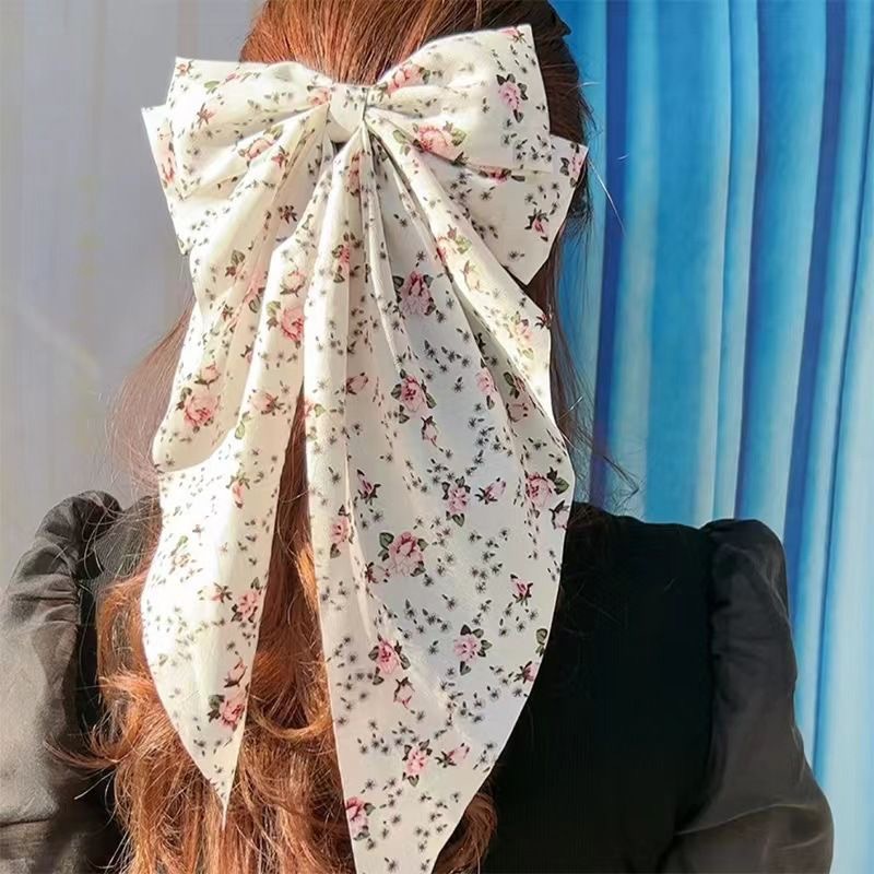 Women's Sweet Pastoral Bow Knot Cloth Floral Hair Claws display picture 2