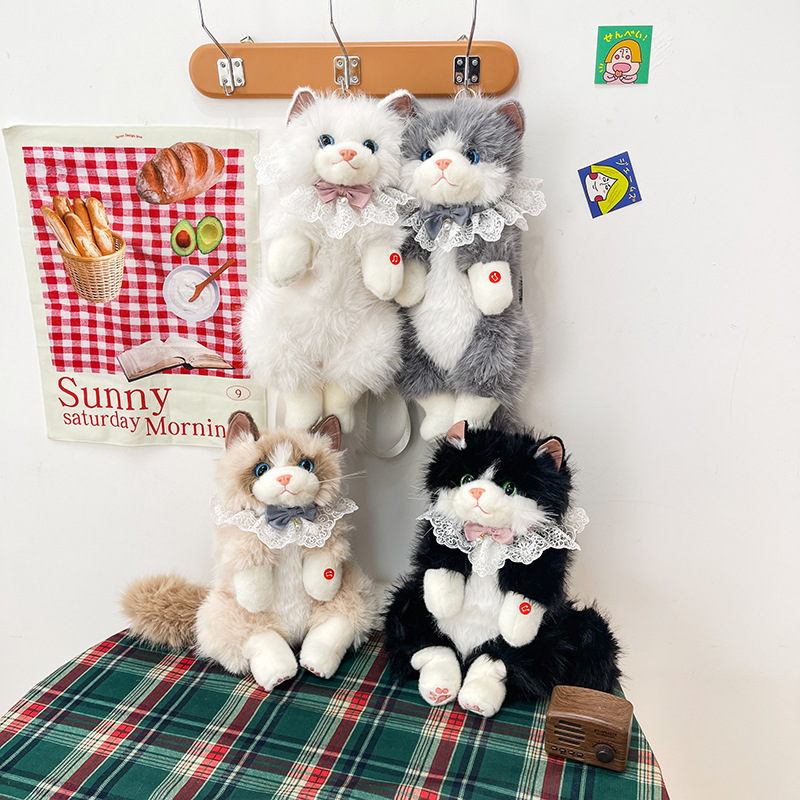 Cute muñeco gato mochila juguetes de peluche portátiles para salir mascota mochila regalo de cumpleaños para novia