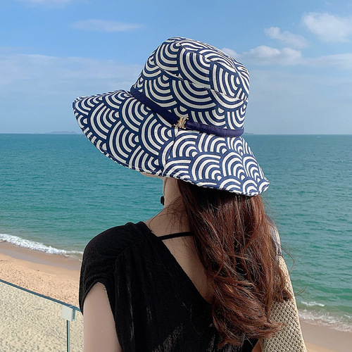 Women's Summer Cloud Fisherman Hat Sunshade Hat Korean Style Versatile Beach Vacation Wide Brim Face Covering Sun Hat