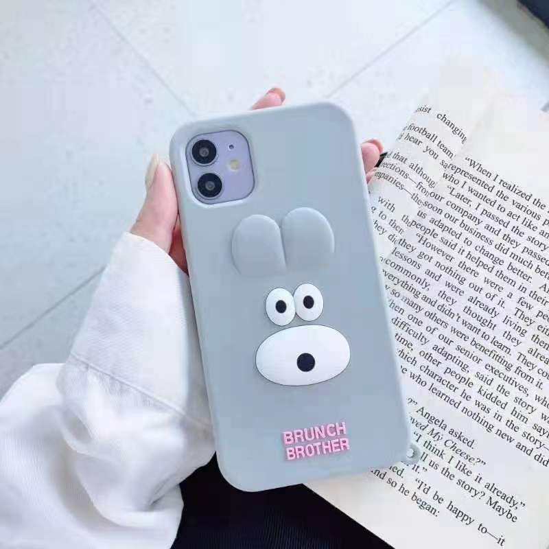 Coque de protection en silicone pour chien et lapin, version coréenne, adaptée à Apple 11Pro/iPhone12/XS Max/XR, dessin animé_voghion.com