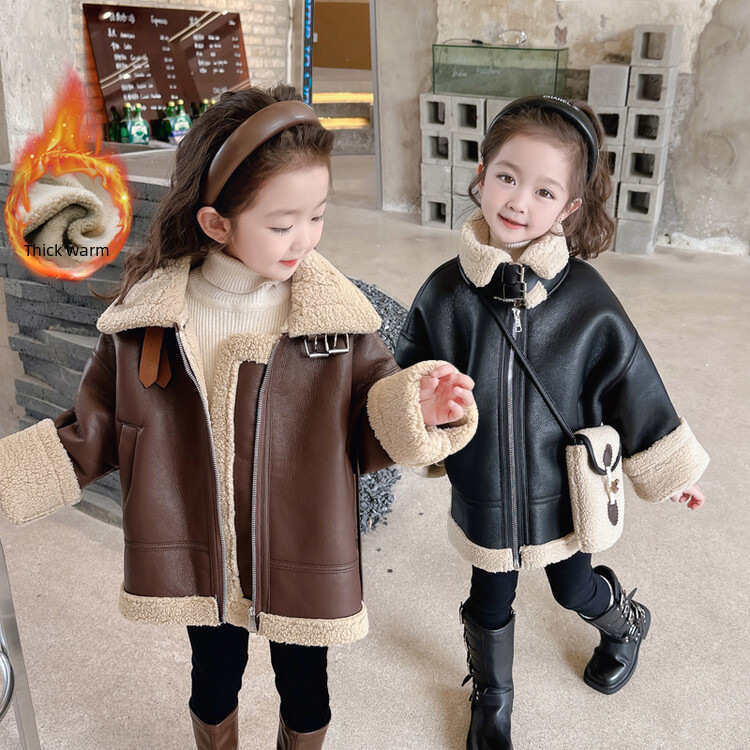 Women's New Thick Leather-PU Coat with Matching Stylish Bag, Washable Leather High-End Fashion Leather Jacket