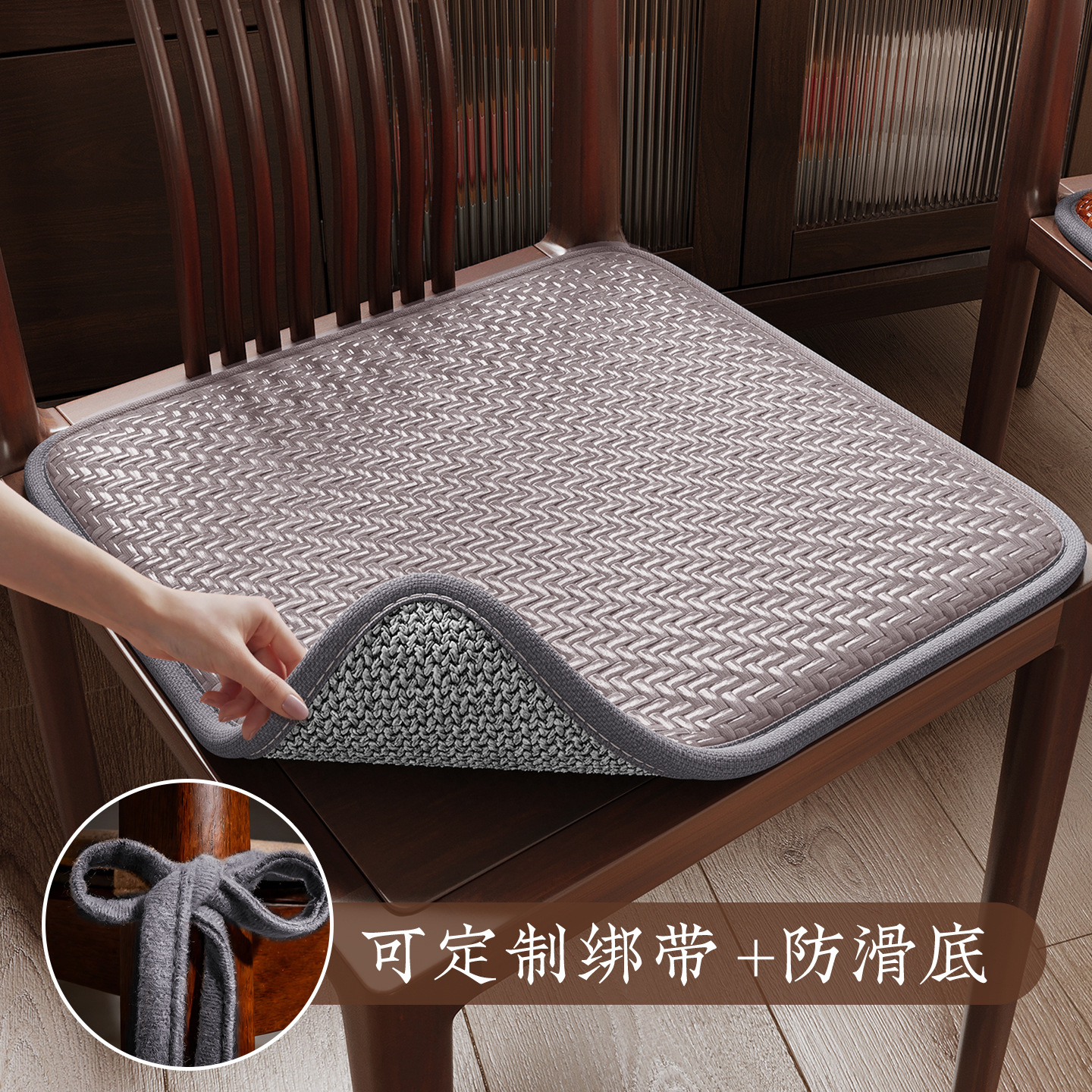 Cojín de silla de comedor chino de doble cara cojín de silla de madera roja cojín de esponja gruesa cojín de silla de madera maciza cojín de asiento de cojín
