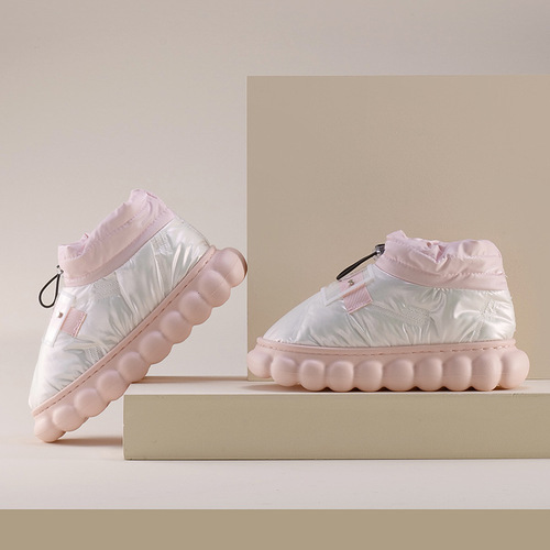 New cotton slippers for women in winter, warm and non-slip, couple home indoor cartoon waterproof ball bag with cotton shoes for men in winter