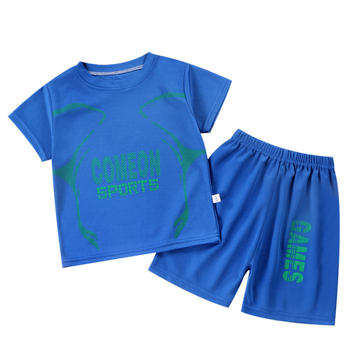 A drop-shipping children's basketball uniform for boys and girls, summer quick-drying mesh suit for older children, short-sleeved sports summer clothing