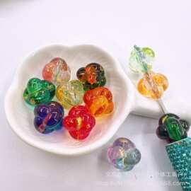 通孔双色透彩外描金灯笼珠亚克力串珠diy串珠笔钥匙链包挂饰 配件