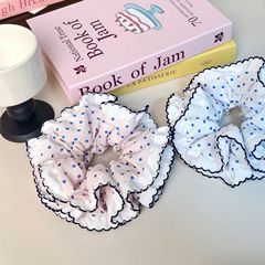 日韩ins大号蓝色波点黑边小蛮腰大肠发圈清新甜美头花发绳新款女