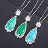 Fashionable retro emerald jewelry, necklace, pendant, European style