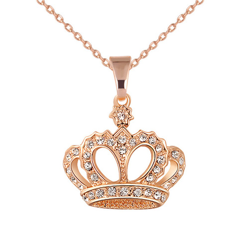 Wholesale of European and American necklaces Fashion diamond necklace Crown pendant jewelry sweater chain 