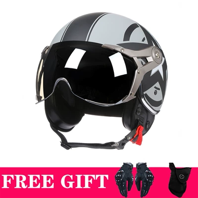 seasons universal men and women half | Motosiklet kaskı (dəbilqə) - gray-five-pointed-star-two-piece-set-original-electroplated-transparent-silver-lenses-please-contact-customer-service-if-you-need-tea-lenses-m