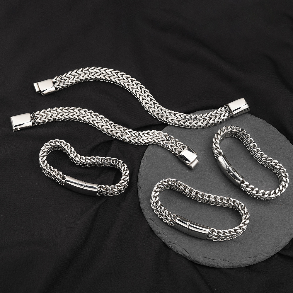 Stainless Steel Dragon Bone Cuban Chain Bracelet For Men_voghion.com