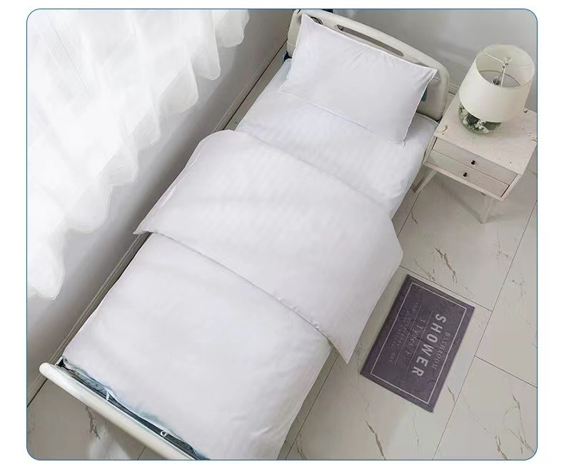 In stock Clinic clinic nursing home white bed sheet quilt cover three-piece chemical fiber thickened bedding and medical supplies