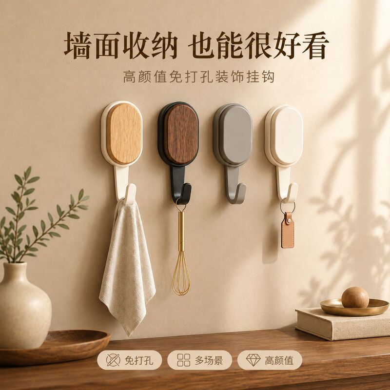 Wood Grain Style Hooks for Bathroom and Home, Adhesive Hooks for Clothes, Hats, and Accessories Storage, Nail-Free Installation, Kitchen Wall-Mounted Adhesive Hooks Wholesale Wood Grain Style Hooks for Bathroom and Home, Adhesive Hooks for Clothes, Hats, and Accessories Storage, Nail-Free Installation, Kitchen Wall-Mounted Adhesive Hooks Wholesale