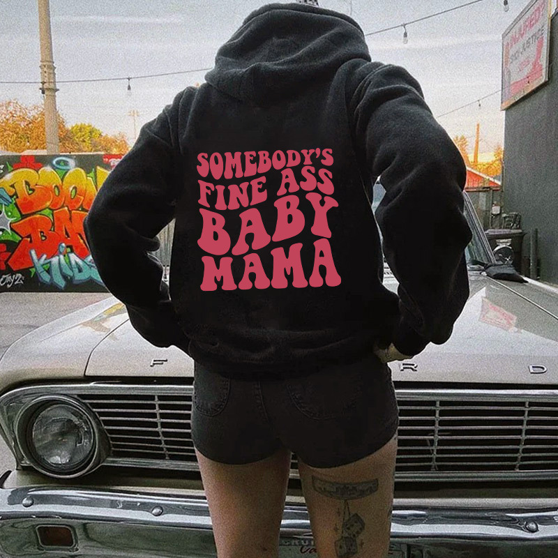 Women's Hoodies Sweatshirts Letter Printed Plush Pullover Top_voghion.com