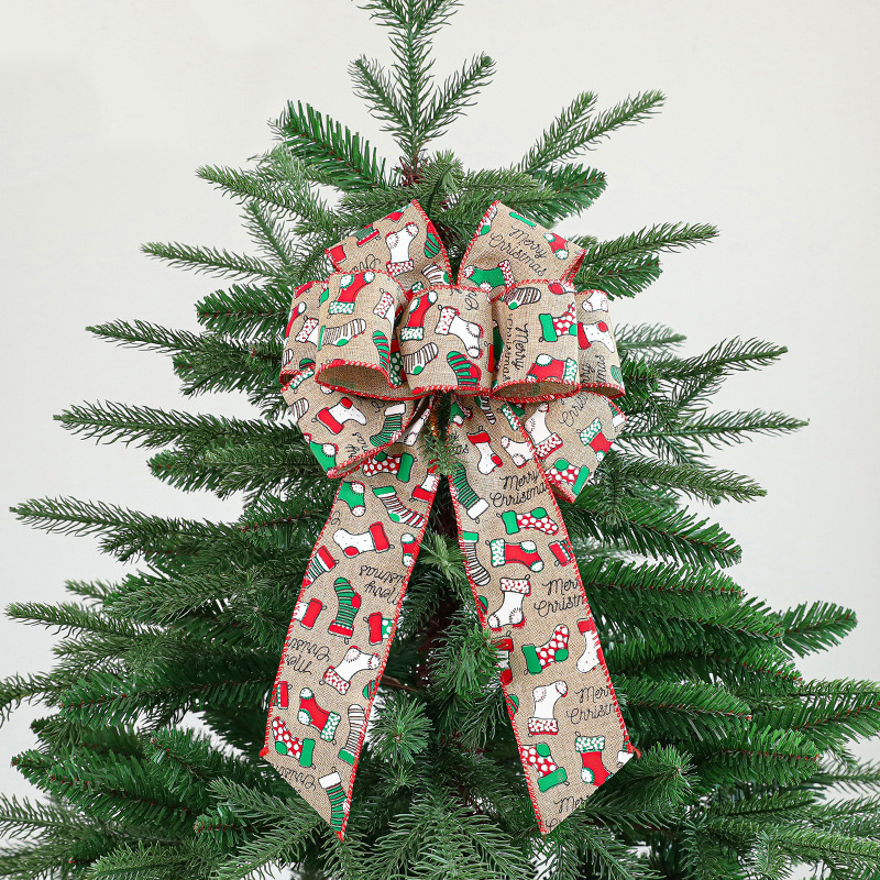 (2개) 뜨거운 국경 새로운 크리스마스 스타킹 자동차 리본 장식 활 액세서리 눈송이 크리스마스 리본