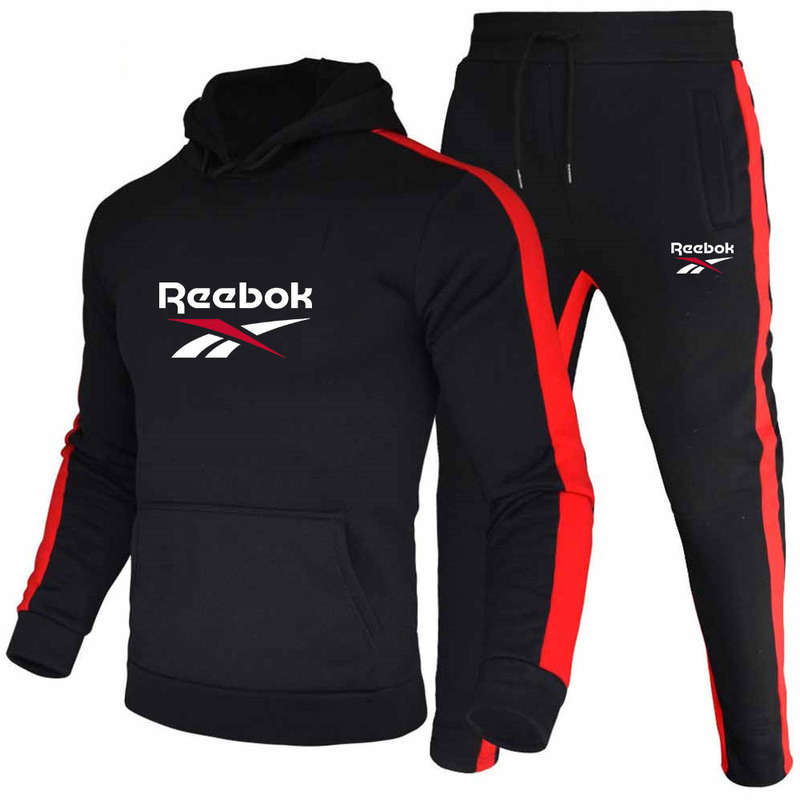 Cross-border color matching suit men's fleece-lined casual sports hoodie printed sweatshirt sweatpants suit in stock Cross-border color matching suit men's fleece-lined casual sports hoodie printed sweatshirt sweatpants suit in stock