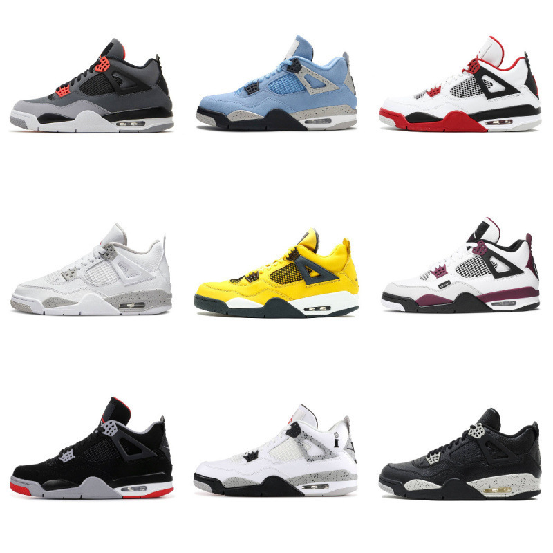 Putian Shoes Pure Original Aj4 Hot Lava Electric Mother Yellow Psg Cement Black Cat Black Red Laser Jordan 4 Women's and Men's Basketball Shoes