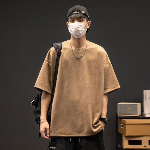 Men's Summer Short Sleeve T-Shirt, Korean Style Trendy Simple Half-Sleeve Top, Hong Kong Style Loose Casual Streetwear Brand T-Shirt