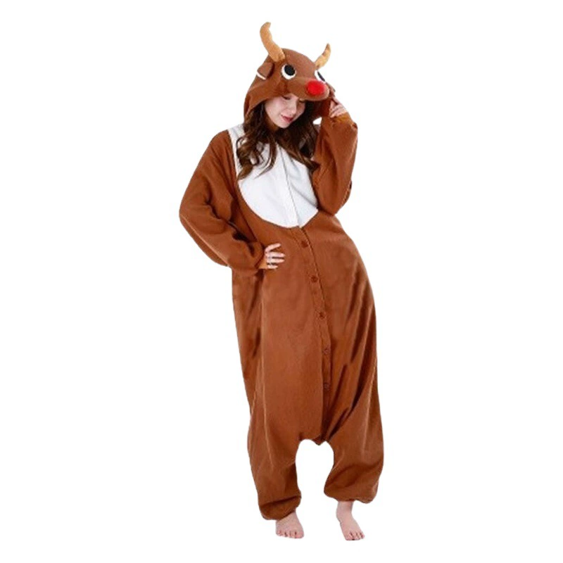 Внешняя торговля Рождественский олень мультфильм сиамская пижама для мужчин и женщин