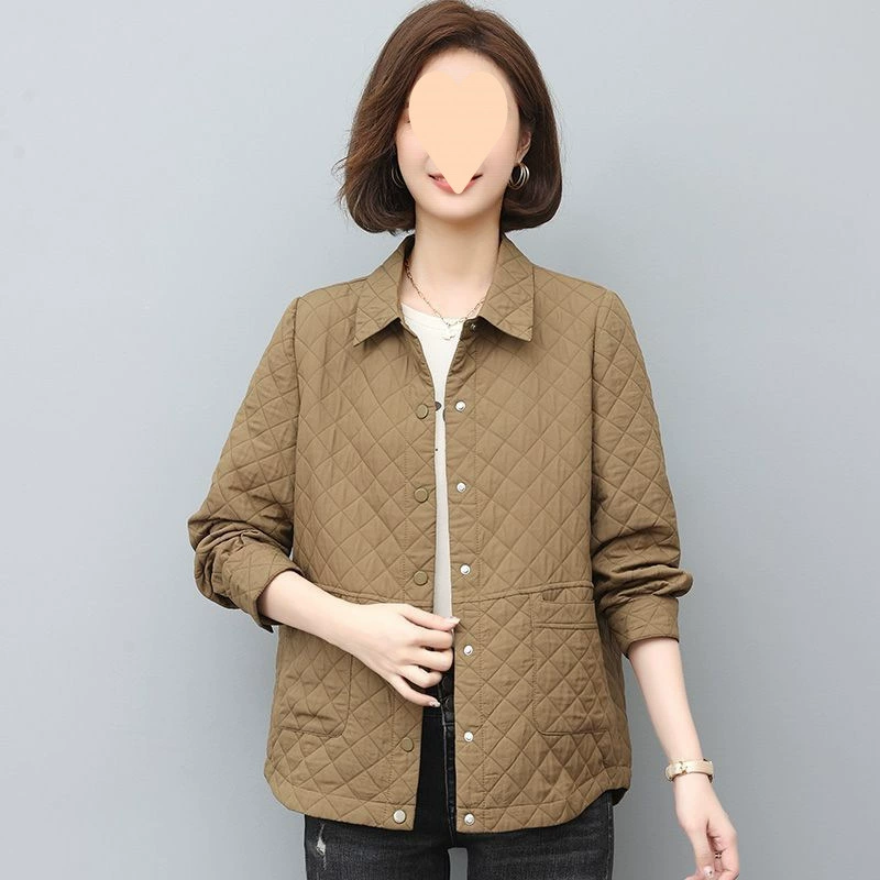 Весенне-осенняя куртка для отдыха, кардиган цвета хаки для мамы, 2024 года, оверсайз, для среднего возраста