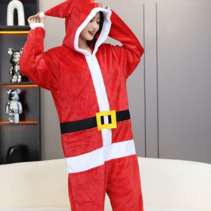 Foreign Trade Cross-border 2025 New Santa Claus for Men and Women with Flannel Christmas Deer Performance Home Clothes Mixed Batch