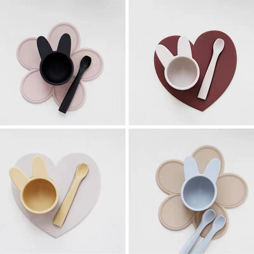 ins Korean baby baby food supplement special bowl spoon rice cereal rice noodle tableware set anti-fall silicone set