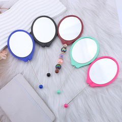 DIY ビーズミラー、クロスボーダー新製品、ポータブル高精細ミラー、ハンドヘルドミラー、女の子専用ハンドル付き化粧鏡