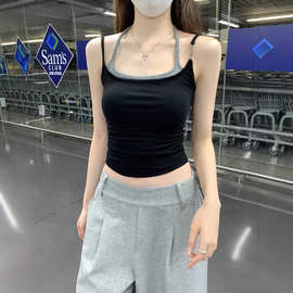 假两件拼接挂脖吊带背心女夏季设计感修身短款内搭外穿辣妹小上衣