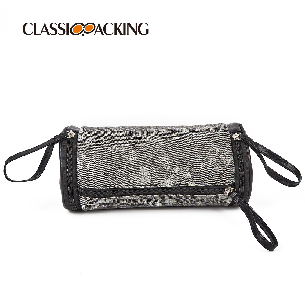 Bolsa de cosméticos cilíndrico de diseño de nicho ins Bolsa de almacenamiento de productos de belleza portátil simple de estilo coreano Bolsa de lavado multifuncional