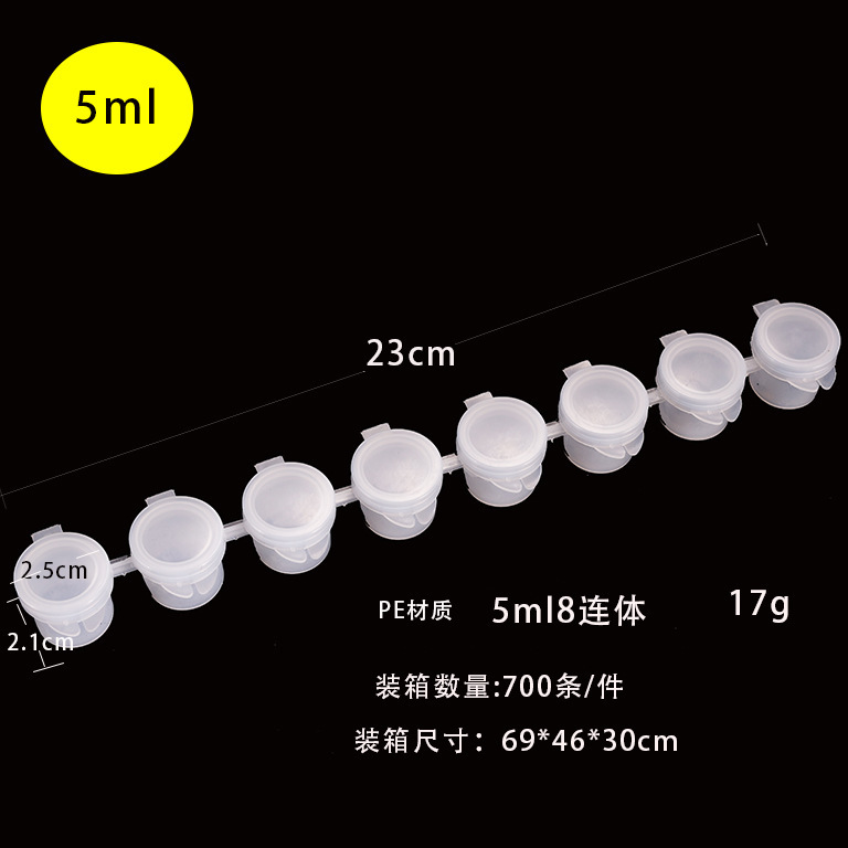 6-piece 3ml caja de plástico vacía graffiti pintado yeso enlatado pintura acrílica caja de embalaje con buen sellado