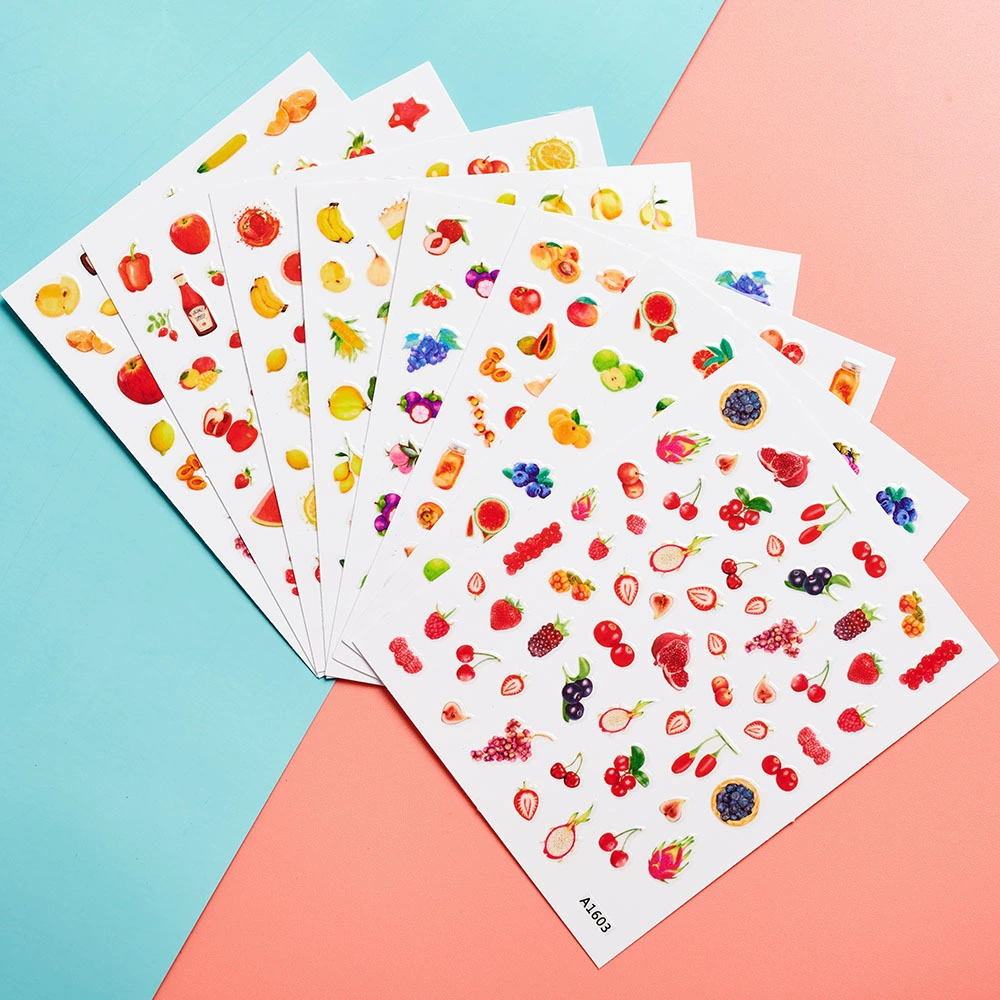 Летние горячие продажи крутые фрукты 3D маникюрные наклейки девушка розовая клубника вишня персик фрукты украшения для ногтей наклейки