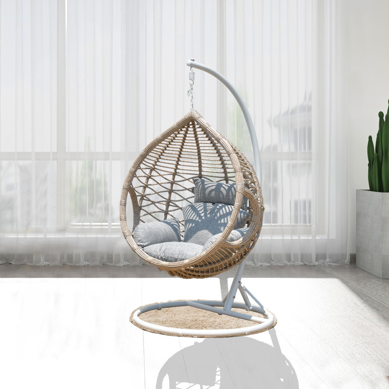 Silla colgante de ratán para una persona, para exteriores, balcón, patio, ocio, acero al carbono, estilo colgante para interiores, moderno