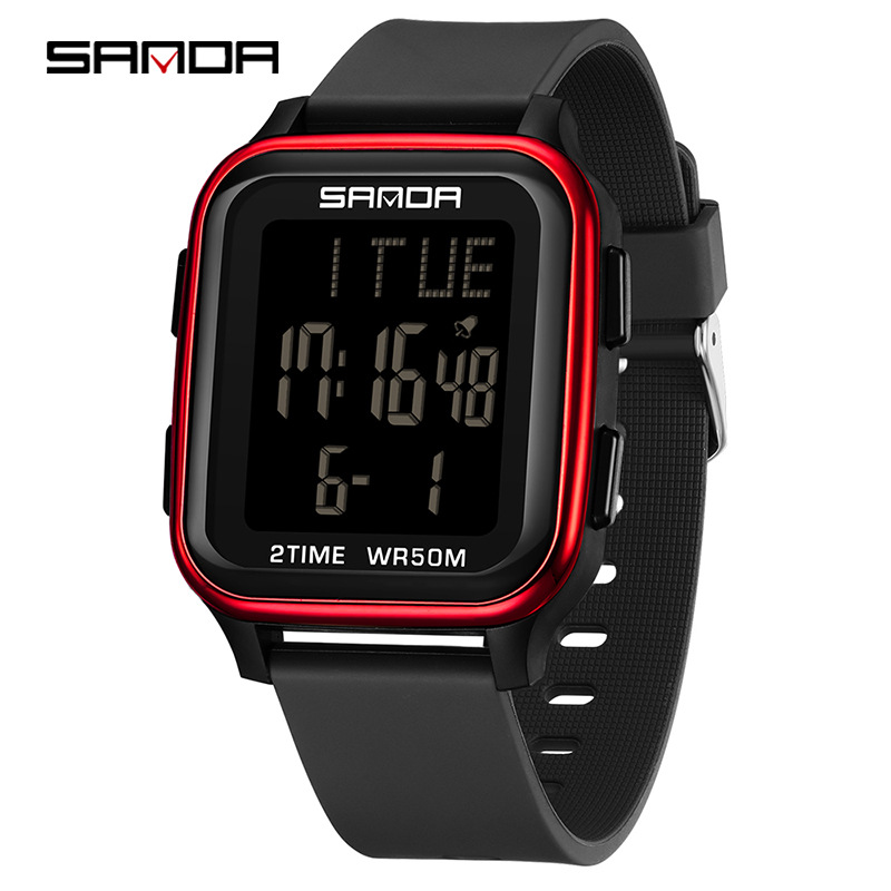 Sanda reloj electrónico de moda de estudiantes de secundaria secundaria, reloj multifuncional, reloj despertador, reloj electrónico de pantalla única