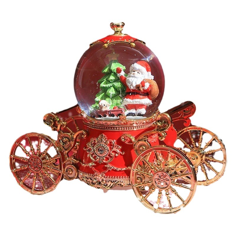 Nueva Navidad joyería Santa Claus automática de la nieve luminosa bola cristal caja música regalo para compañeros clase y niños