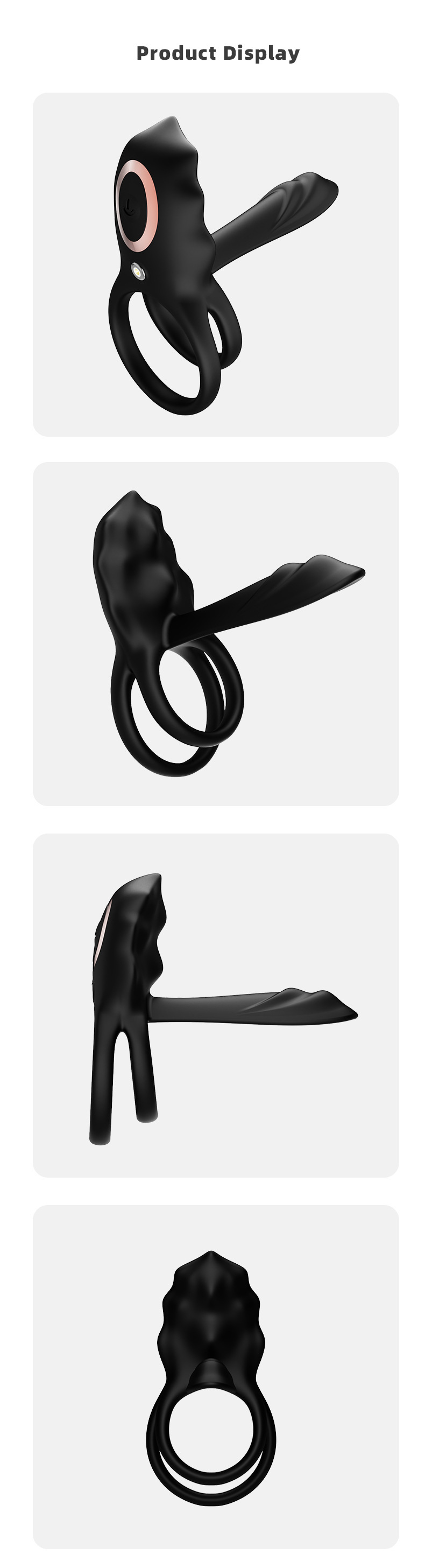 Wireless Remote Control Vibrating Double Ring with Prostate Massager, Silicone Delay Cock Ring — detail image 7