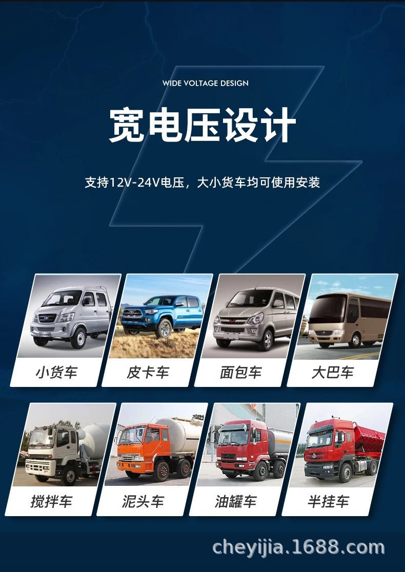Truck bus reversing image 12v24V universal high-definition night vision rear view camera harvester car display