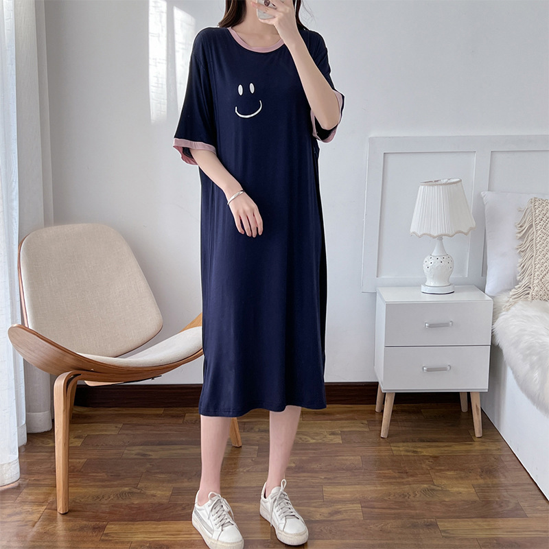 授乳ワンピース妊婦の産後夏の薄い授乳パジャマの中の長い家庭服はモーダルスカートに外出します。|undefined