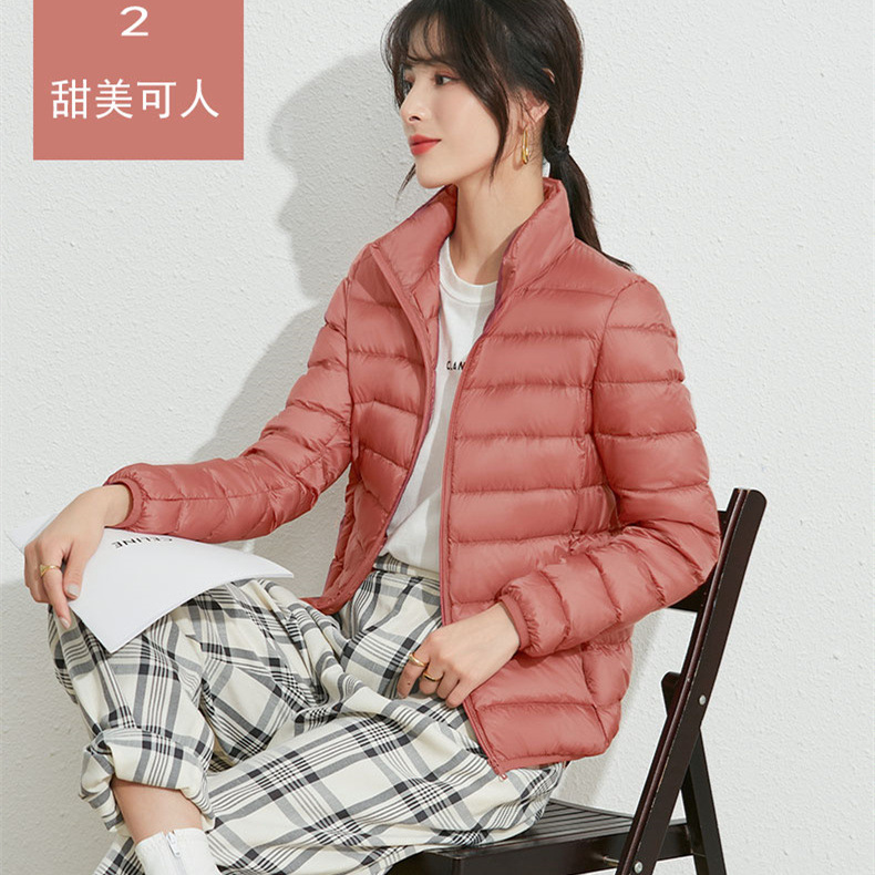 하이 퀄리티 90 흰 오리 다운 재킷 여성 경량 2024 새로운 짧은 칼라 가을과 겨울 코트 공장 도매