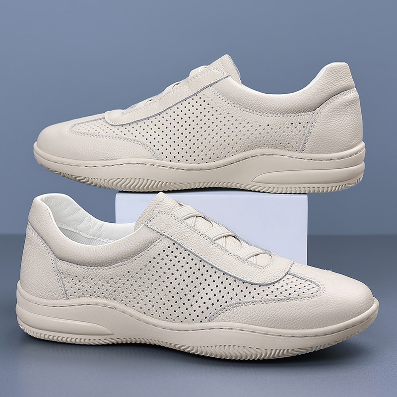 Pies de vaca de primera capa de verano nuevos hombres sandalias de cuero huecas de cuero zapatos de cuero casuales transpirables zapatos de hombre zapatos