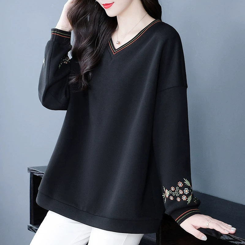 Осенне-Зимний Элегантный свободный свитер больших размеров для похудения Стильная Базовая куртка с длинным рукавом для полных девочек для мам среднего и пожилого возраста