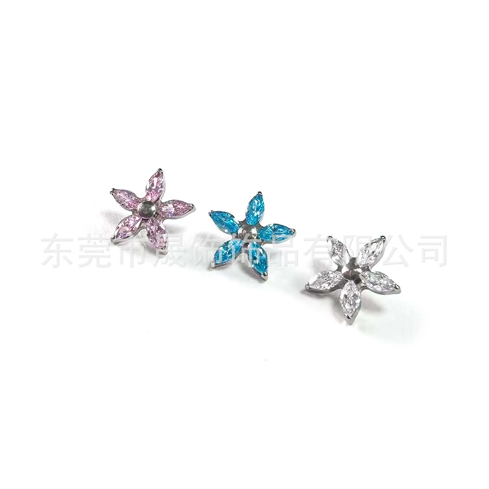 F136 Titanium Alloy 马眼五瓣 Flower Ear Stud Studded Cubic Zirconia 钉 Helix Cartilage Stud G23 Titanium Internal Thread Lip Jewelry 头部