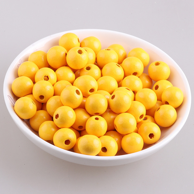 Accesorios de joyería de bricolaje color loto cuentas redondas de madera color caramelo cuentas de madera macarons cuentas de madera al por mayor