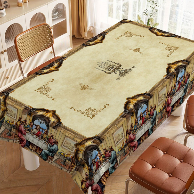 Nuevo manto de mesa de Navidad árbol de Navidad muñeco de nieve alce impresión digital manto de mesa transfronteriza amazónica decoración festiva image 12