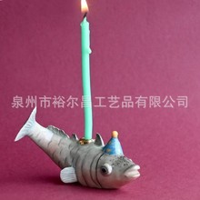 金鱼蛋糕装饰 手工制作瓷器雕像收藏传家宝艺术品 生日烛台