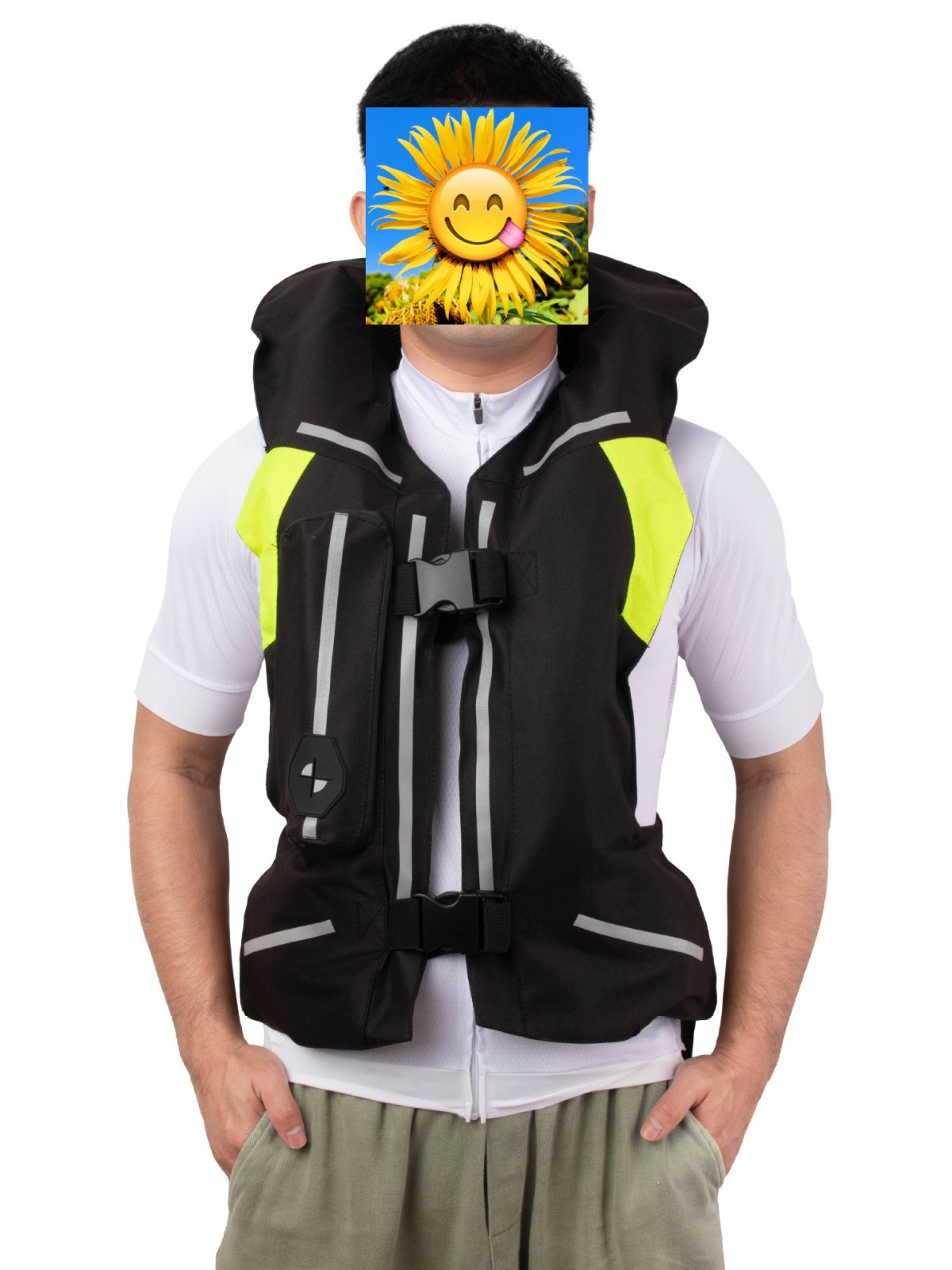 Nuevo tipo de motocicleta airbag chaleco de equipo de carreras ropa de cabina inflable anti-caída chaleco reflectante de seguridad