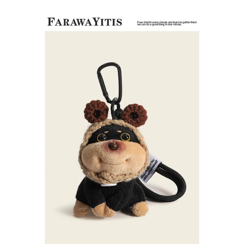 Original DIY Bee Puppy Bag Pendant Girls Plush Doll Keychain Backpack School Bag Pendant Small Doll
