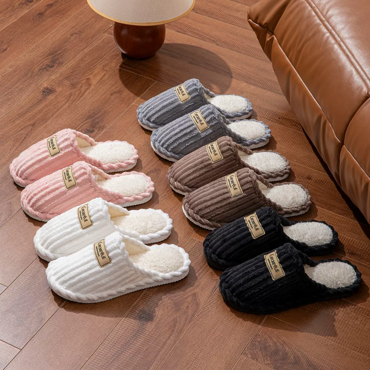 冬季情侣棉拖鞋男女室内纯色厚底防滑保暖拖鞋厂家直批发一件代发